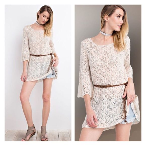 Crochet tunic in natural - Picture 1 of 7